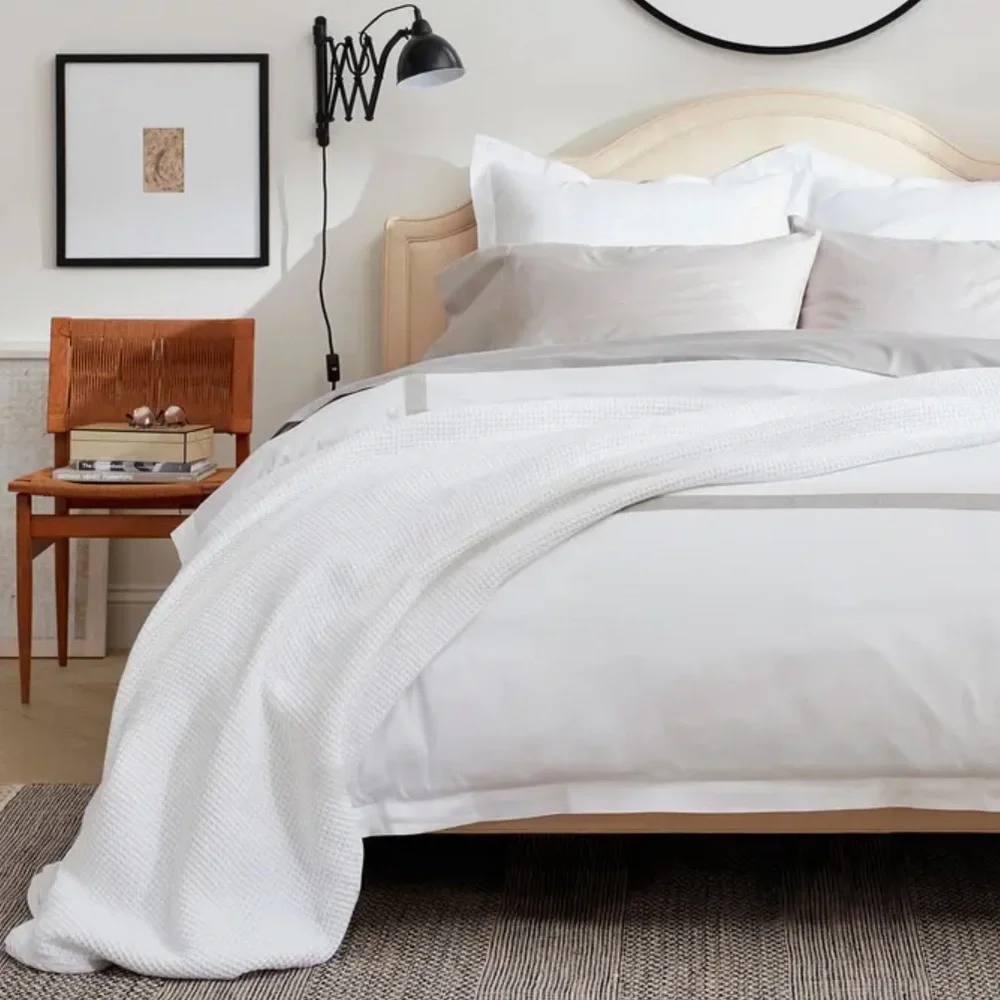 BOLL & BRANCH Waffle Organic Cotton Blanket White Waffle size Full/ Queen